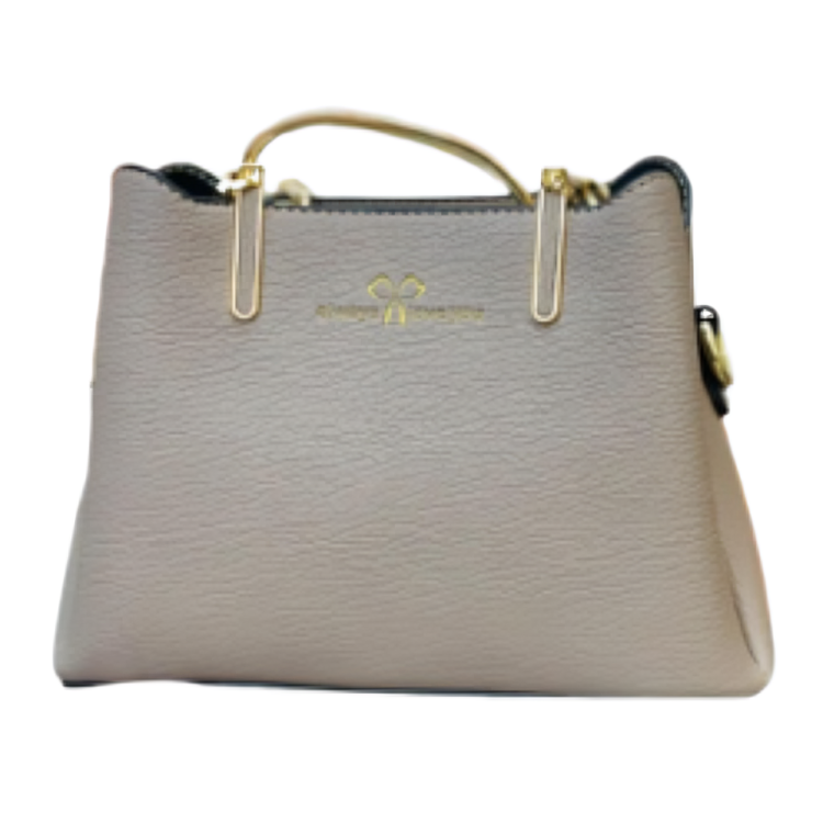 Elegant Faux Leather Handbag with Gold Accents