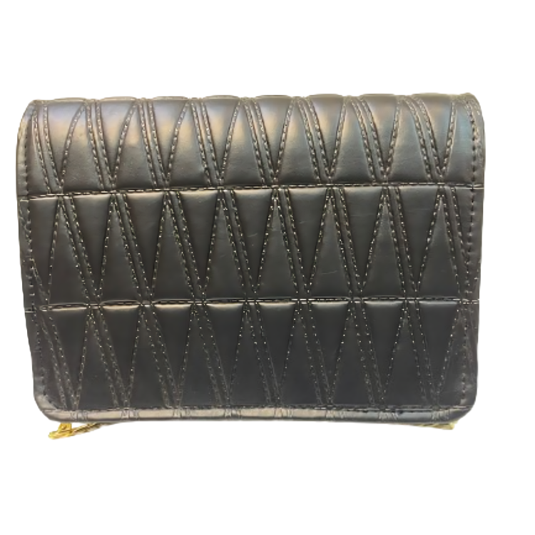 Quilted Black Clutch with Gold Hardware