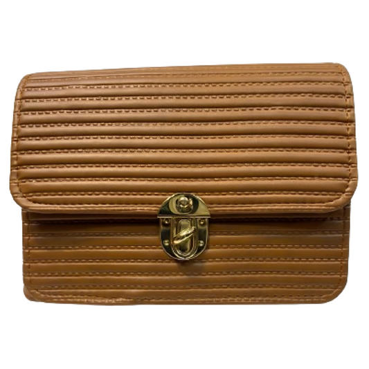 Tan Clutch with Vertical Stitching