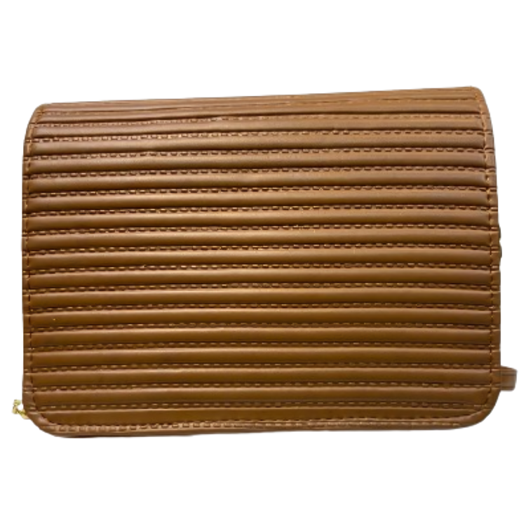 Tan Clutch with Vertical Stitching