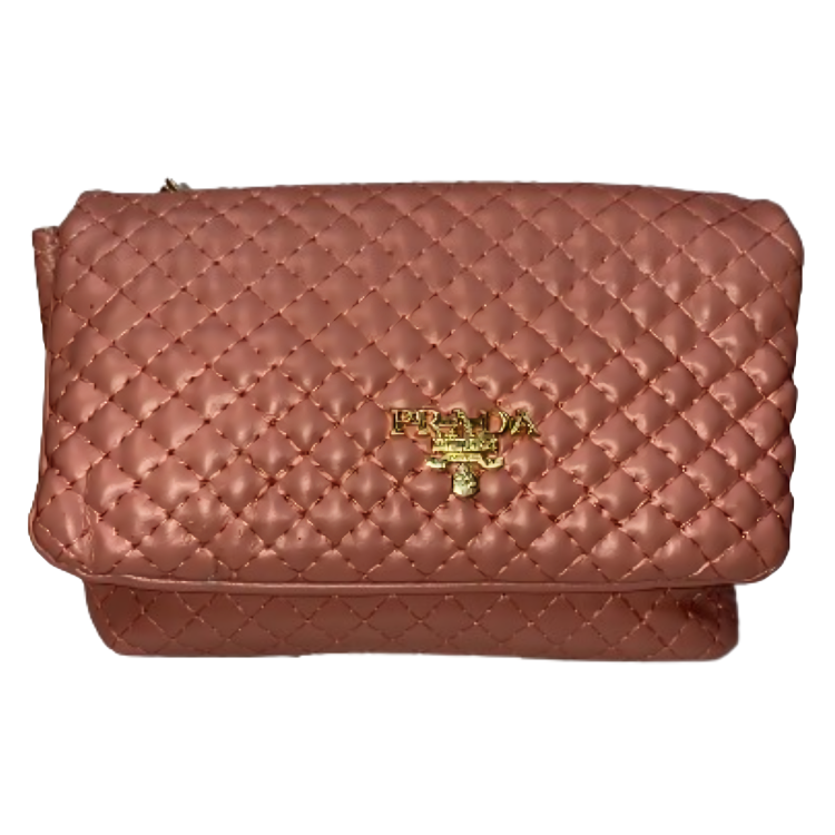 Sleek Pink Clutch with Gold Hardware