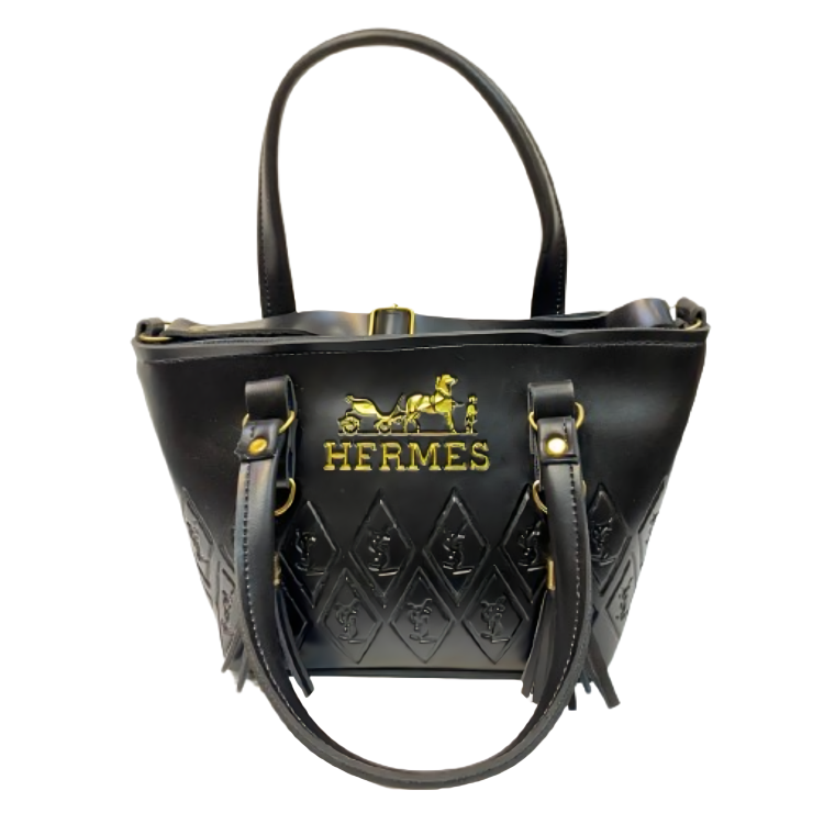 Hermes-Inspired Black Tote Bag